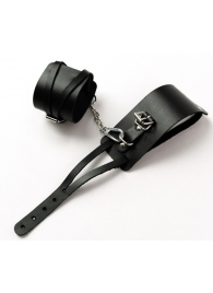 Черные кожаные оковы с креплением в виде веревочек - Crazy Handmade - купить с доставкой в Северске