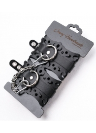 Ажурные наручники из черной кожи - Crazy Handmade - купить с доставкой в Северске