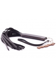 Черная кожаная плеть с удобной ручкой - 50 см. - Crazy Handmade - купить с доставкой в Северске