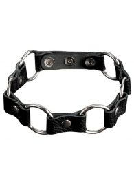 Кожаный черный ошейник с кольцами - Sitabella - купить с доставкой в Северске