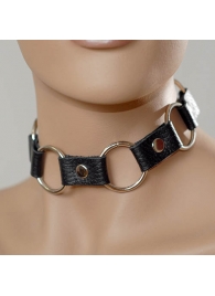 Кожаный черный ошейник с кольцами - Sitabella - купить с доставкой в Северске