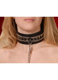Чёрный ошейник с цепочками и поводком - Sitabella - купить с доставкой в Северске