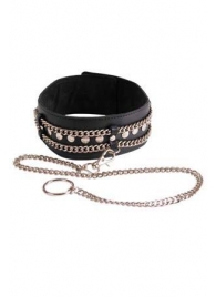 Чёрный ошейник с цепочками и поводком - Sitabella - купить с доставкой в Северске