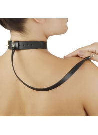 Зеленый меховой ошейник с кожаным поводком - Sitabella - купить с доставкой в Северске