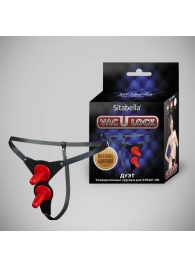 Чёрные кожаные трусики с двумя штырьками для насадок - Sitabella - купить с доставкой в Северске