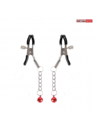 Серебристые зажимы на соски с шариками на цепочках - Notabu - купить с доставкой в Северске