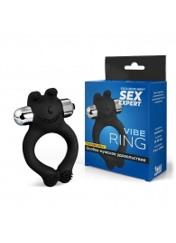 Черное силиконовое эрекционное виброкольцо Sex Expert - Sex Expert - в Северске купить с доставкой