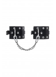 Черные кожаные однослойные оковы с люверсами - Pecado - купить с доставкой в Северске