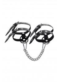Черные однослойные кожаные оковы из двух ремешков - Pecado - купить с доставкой в Северске