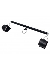 Черная распорка для ног с кожаными манжетами - Pecado - купить с доставкой в Северске