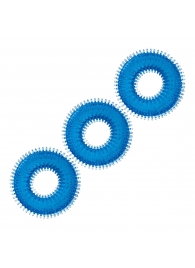Комплект из трех голубых колец для эрекции 3-Pack Ultra-Stim Stretch Cock Rings - BlueLine - в Северске купить с доставкой