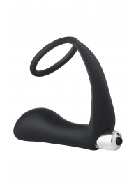 Черное эрекционное кольцо с вибропробкой Vibrating Anal Plug With Cockring - Dream Toys - в Северске купить с доставкой