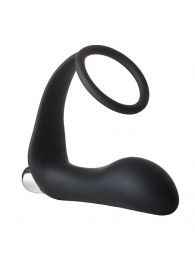 Черное эрекционное кольцо с вибропробкой Vibrating Anal Plug With Cockring - Dream Toys - в Северске купить с доставкой