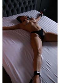 Черный кожаный набор фиксации на кровати Sex Game - БДСМ Арсенал - купить с доставкой в Северске