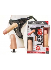 Телесный страпон Harness LESBI с вагинальной пробкой - 16,5 см. - LOVETOY (А-Полимер) - купить с доставкой в Северске