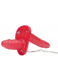 Красный женский страпон с вагинальной пробкой Bad Kitty - 18 см. - Orion - купить с доставкой в Северске