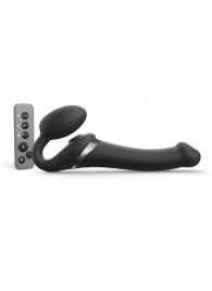 Черный безремневой страпон Multi Orgasm Size M с клиторальной стимуляцией - Strap-on-me - купить с доставкой в Северске