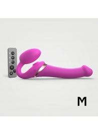 Ярко-розовый безремневой страпон Multi Orgasm Size M с клиторальной стимуляцией - Strap-on-me - купить с доставкой в Северске