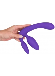 Фиолетовый безремневой страпон с двумя пробками - Orion - купить с доставкой в Северске