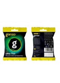 Ультратонкие презервативы Ganzo Ultra thin в мягкой упаковке - 3 шт. - Ganzo - купить с доставкой в Северске