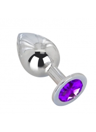 Большой плаг из стали с фиолетовым кристаллом Violet Dream - 9,5 см. - Erotic Fantasy - купить с доставкой в Северске