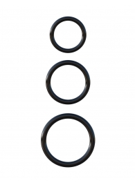 Набор из трех черных эрекционных колец Silicone 3-Ring Stamina Set - Pipedream - в Северске купить с доставкой