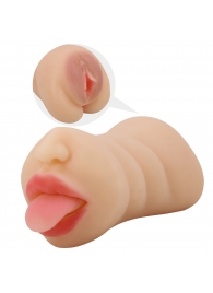 Телесный двусторонний мастурбатор Sarah - ротик и вагина - Baile - в Северске купить с доставкой