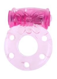 Розовое эрекционное кольцо с бабочкой на вибропуле - Baile - в Северске купить с доставкой