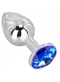 Анальное украшение BUTT PLUG  Small с синим кристаллом - 7 см. - Anal Jewelry Plug - купить с доставкой в Северске