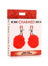 Красные зажимы на соски с помпонами Pom Pom - XR Brands - купить с доставкой в Северске