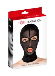 Черная сетчатая маска на голову с отверстиями для глаз и рта - Fetish Tentation - купить с доставкой в Северске