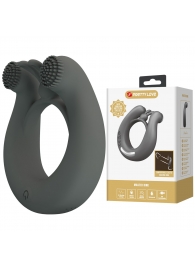 Серое эрекционное кольцо Dahlia с 2 стимулирующими щеточками - Baile - в Северске купить с доставкой