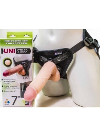 Страпон-унисекс с двумя насадками UNI strap 7  Harness - 19 и 16 см. - LOVETOY (А-Полимер) - купить с доставкой в Северске