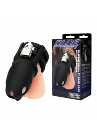 Черная клетка для пениса Silicone Small 2 in Cock Cage With Ball Divider - BlueLine - купить с доставкой в Северске