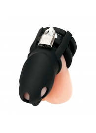 Черная клетка для пениса Silicone Small 2 in Cock Cage With Ball Divider - BlueLine - купить с доставкой в Северске