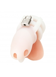 Белая клетка для пениса Silicone Small 2 in Cock Cage With Ball Divider - BlueLine - купить с доставкой в Северске