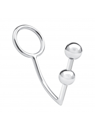 Кольцо на пенис с анальным стимулятором Two Bead Stainless Steel Anal Hook   Cock Ring - BlueLine - в Северске купить с доставкой