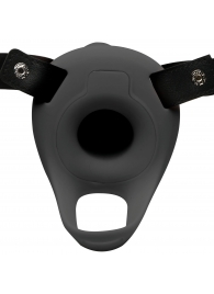 Черный полый страпон с вибрацией 2’’ Erection 28X Smooth Vibrating Silicone Penis Sheath - XR Brands - купить с доставкой в Северске