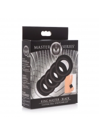 Комплект из 5 черных эрекционных колец для мошонки Ring Master Custom Ball Stretcher Kit - XR Brands - в Северске купить с доставкой