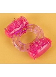 Фиолетовое виброкольцо с двумя вибропульками - Toyfa Basic - в Северске купить с доставкой