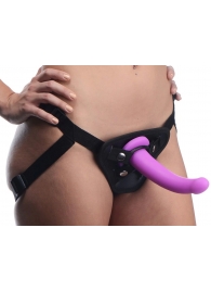 Лиловый поясной страпон Navigator Silicone G-Spot Dildo with Harness - 17,8 см. - XR Brands - купить с доставкой в Северске