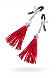 Зажимы на соски «Прищепки» с красными кисточками из замши - Pecado - купить с доставкой в Северске