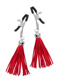 Зажимы на соски «Прищепки» с красными кисточками из замши - Pecado - купить с доставкой в Северске