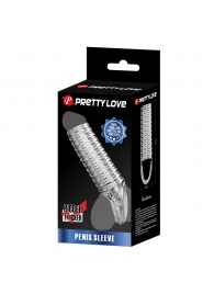 Прозрачная насадка на пенис с ребрышками и подхватом мошонки - Baile - в Северске купить с доставкой