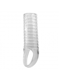 Прозрачная насадка на пенис с ребрышками и подхватом мошонки - Baile - в Северске купить с доставкой