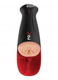 Телесный мастурбатор-вагина в черной колбе с вибрацией Fuck-O-Matic Pro XL - Pipedream - в Северске купить с доставкой