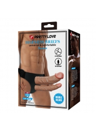 Темно-бежевый фаллопротез для двойного проникновения - 17,5 см. - Baile - купить с доставкой в Северске