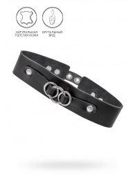 Черный чокер-ошейник со связанными кольцами на подложке - Pecado - купить с доставкой в Северске