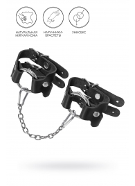 Черные кожаные наручники-браслеты из двух ремешков - Pecado - купить с доставкой в Северске