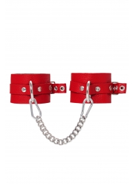Красные мягкие кожаные оковы с люверсами - Pecado - купить с доставкой в Северске